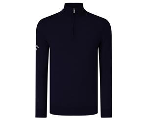 Callaway Mens Ribbed Zip Merino Sweater (Peacoat Navy) - RW6252