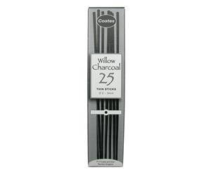 Coates Willow Charcoal Thin 2-3mm diameter Pack of 25 (Box)