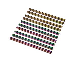 Cocktail Short Stainless Steel Straw Rainbow 120mm - 10 Pack