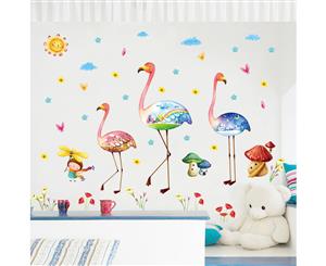 Colorful Flamingo Decals Wall Sticker (Size 150cm x 86cm)