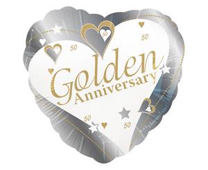 Creative Party 18 Inch Golden Anniversary Foil Balloon (Silver/White/Gold) - SG4761