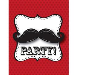 Creative Party Moustache Madness Invitations (Pack Of 8) (Red/White/Black) - SG11327