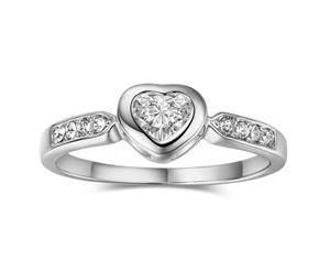 Crystala's Bezel Setting Heart Ring - 0.5 Carat - White Gold Plated