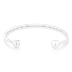 Cuff Bangle with Cultured Freshwater Pearl in Sterling Silver