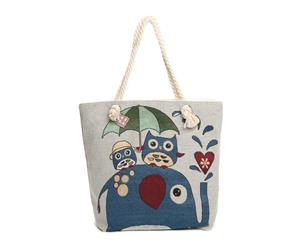 Cute Animal Canvas Shopping Bag for Women