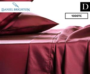 Daniel Brighton 1000TC Luxury Cotton Rich Double Bed Sheet Set - Burgundy