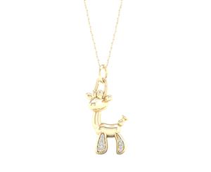 De Couer Sterling Silver Diamond Yellow Gold Plated Balloon Deer Pet Necklace (1/20CT TDW H-I Color I2 Clarity)