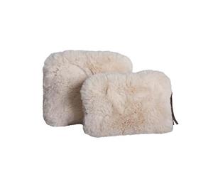 Demi Set Of 2 Faux Fur Cosmetic Pouches 18X16Cm 18X12Cm - Natural