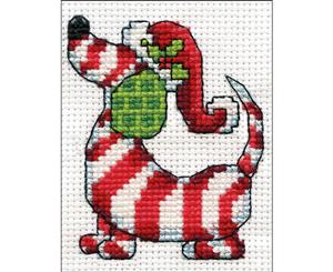 Design Works Counted Cross Stitch Kit 2inch X3inch Candy Cane Dog (14 Count)