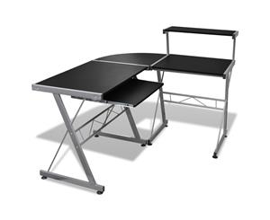 Desk Corner Workstation With Pull Out Keyboard Tray Black Office Study