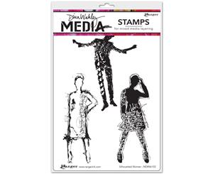 Dina Wakley Media Cling Stamps 6&quotX9"-Silhouetted Women