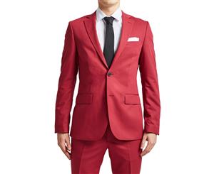 Dobell Mens Red 2 Piece Suit Regular Fit Notch Lapel