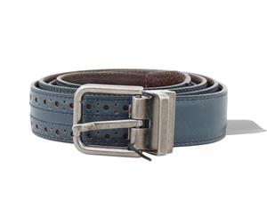 Dolce & Gabbana Blue Perforated Leather Gray Buckle Belt Blue BEL50136