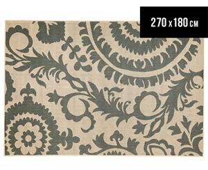 Floral Medallion 270x180cm UV Treated Indoor/Outdoor Rug - Cream