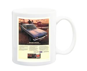 Ford Capri Blue Car Advert Poster Mug - 11 Fluid Oz