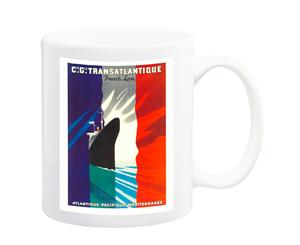 French Line 1930 Cruise Liner Travel Poster Mug - 11 Fluid Oz