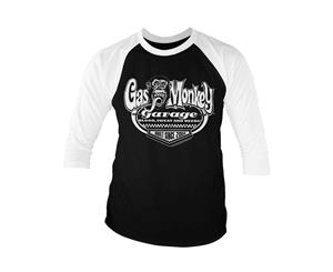 Gas Monkey Garage Baseball Shirt Built Since 2004 Official Mens 3/4 Sleeve - White