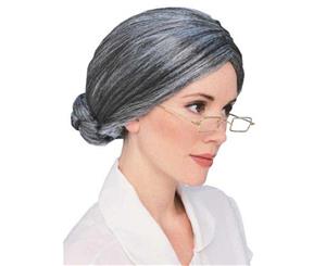 Granny Wig Old Lady Grey Silver Grandma Mrs Santa Wigs Cosplay Costume Party