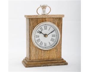 HICKORY 15cm Tall Table Clock in Timber Casing