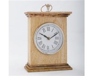 HICKORY 20cm Tall Table Clock in Timber Casing