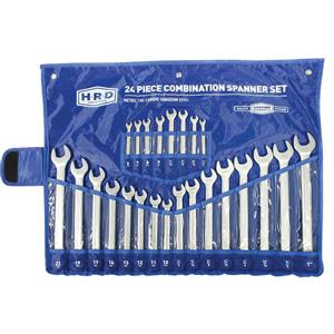 HRD Spanner Set Ring & Open End 24 Piece AF/Metric 6-22mm 1/4inch -1inch