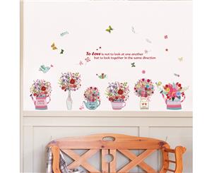 Hand Basket Flower Wall Stickers Decals (Size 130cm x 70cm)