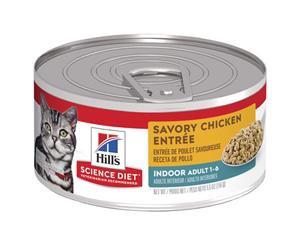 Hill's Science Diet Adult Indoor Savory Chicken Entre Canned Cat Food 156g x 24