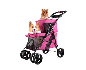 Ibiyaya Double Decker Dog Cat Bus Pet Pram Red Violet