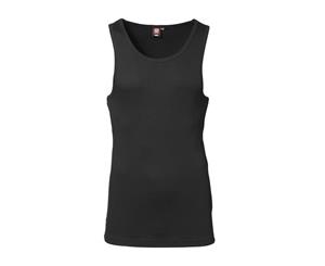 Id Mens 1X1 Rib Sleeveless Fitted Singlet/Vest (Black) - ID266