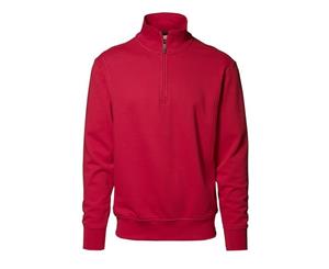 Id Mens High Collar Regular Fitting Half Zip Sweatshirt (Red) - ID341