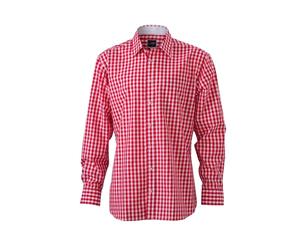 James And Nicholson Mens Checked Shirt (Red/White) - FU782