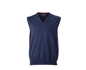 James And Nicholson Mens V-Neck Sweater Vest (Navy) - FU770