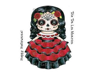 La-La Land Cling Mount Rubber Stamps 4In. X3in. Dia De Los Muertos Marci