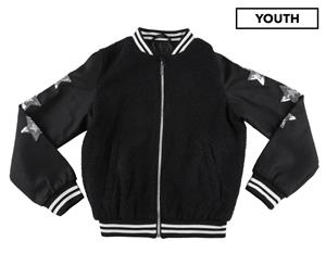 Limited Too Girls' Star Bomber Jacket - Ebony