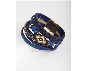 Lovisa Navy Metallic Strand Cuff Bracelet