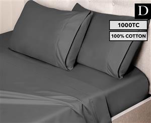 Luxury Living 1000TC Cotton Double Bed Sheet Set - Charcoal