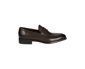 MORESCHI MEN'S BROWN LEATHER LOAFERS