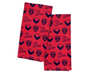 Melbourne Demons AFL Team Logo and Coloured Tea Towels (2 pack)