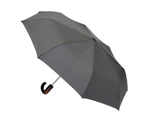 Men's Automatic Folding Umbrella Wood Trim Handle Charcoal