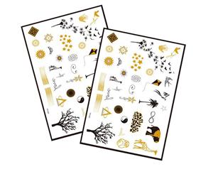 Metallic Temporary Tattoo Gold Silver Glitter Party Body Sticker Waterproof 2 Sheets 059