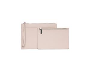 Mocha Jane Double Leather Clutch - Blush