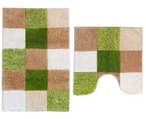 Monet Bath And Contour Mat Set - Fern (Green+Brown)