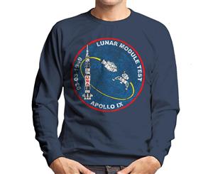 NASA Apollo 9 Mission Badge Distressed Men's Sweatshirt - Navy Blue