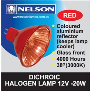 Nelson 20w Red MR16 Halogen Reflector Globe