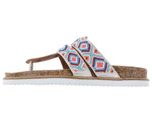 Oca-Loca Girls' Beaded Toe Strap Sandals - White