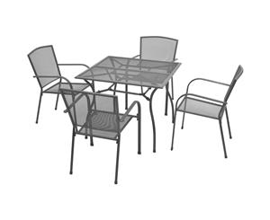 Outdoor Dining Set 5 Piece Steel Mesh Garden Table Stacking Chairs