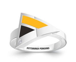 Pittsburgh Penguins Diamond Ring For Women In Sterling Silver Design by BIXLER - Sterling Silver