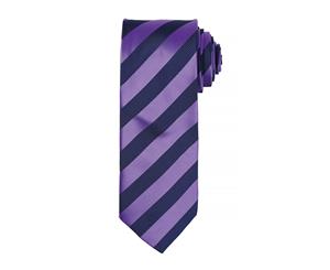 Premier Mens Club Stripe Pattern Formal Business Tie (Pack Of 2) (Purple/Navy) - RW6944