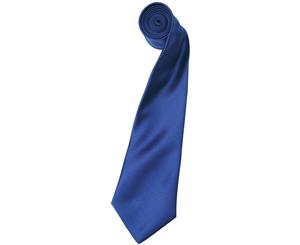 Premier Mens Plain Satin Tie (Narrow Blade) (Marine Blue) - RW1152