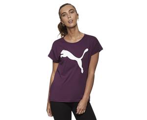 Puma Women's Active Logo Tee / T-Shirt / Tshirt - Plum Purple